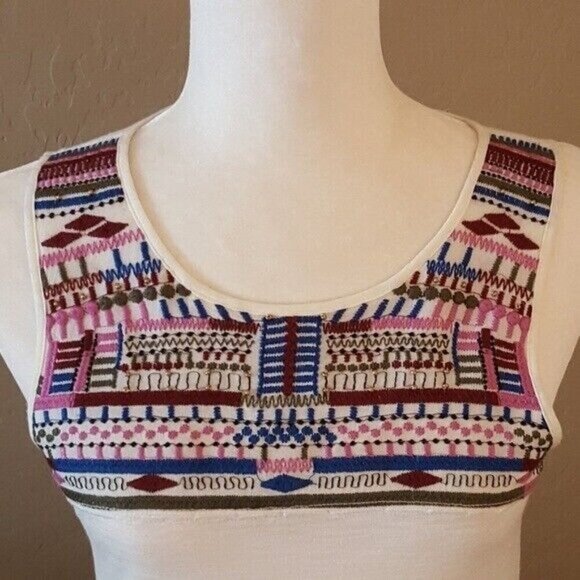 Sanctuary Multi Color Tribal Embroidered Tank Top - Picture 2 of 6